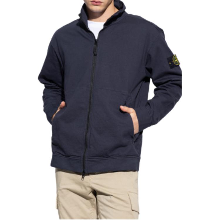 Stone Island  Navy Blue Slim Fit Zipper Stand Collar Sweatshirt. 791562050-V0020 圖 4
