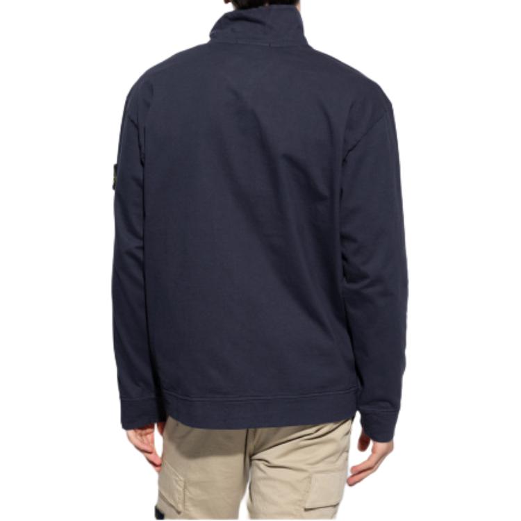 Stone Island  Navy Blue Slim Fit Zipper Stand Collar Sweatshirt. 791562050-V0020 圖 5