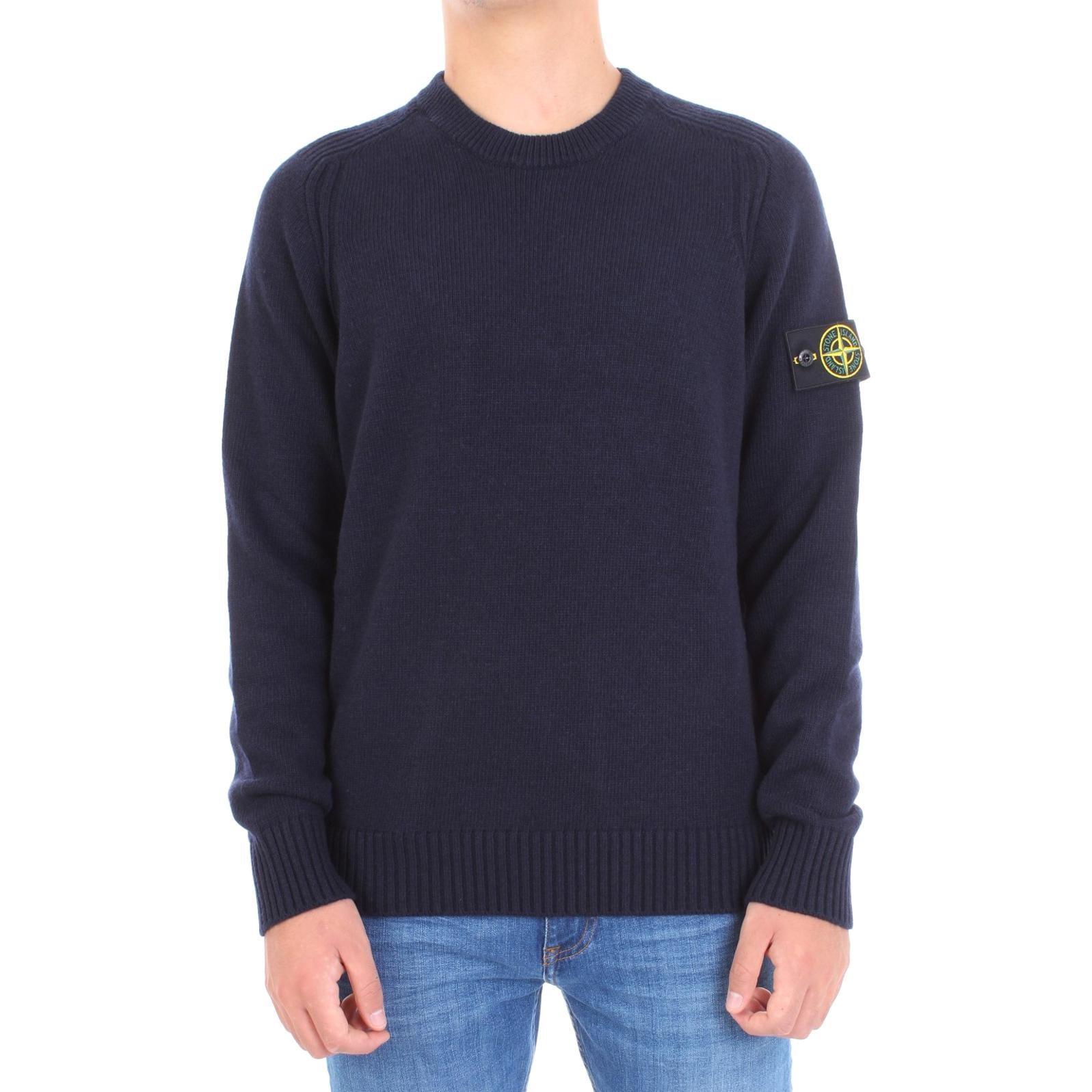 STONE ISLAND  Navy Blue Solid Crewneck Pullover Knit Sweater 7115552A3-V0020 圖 3