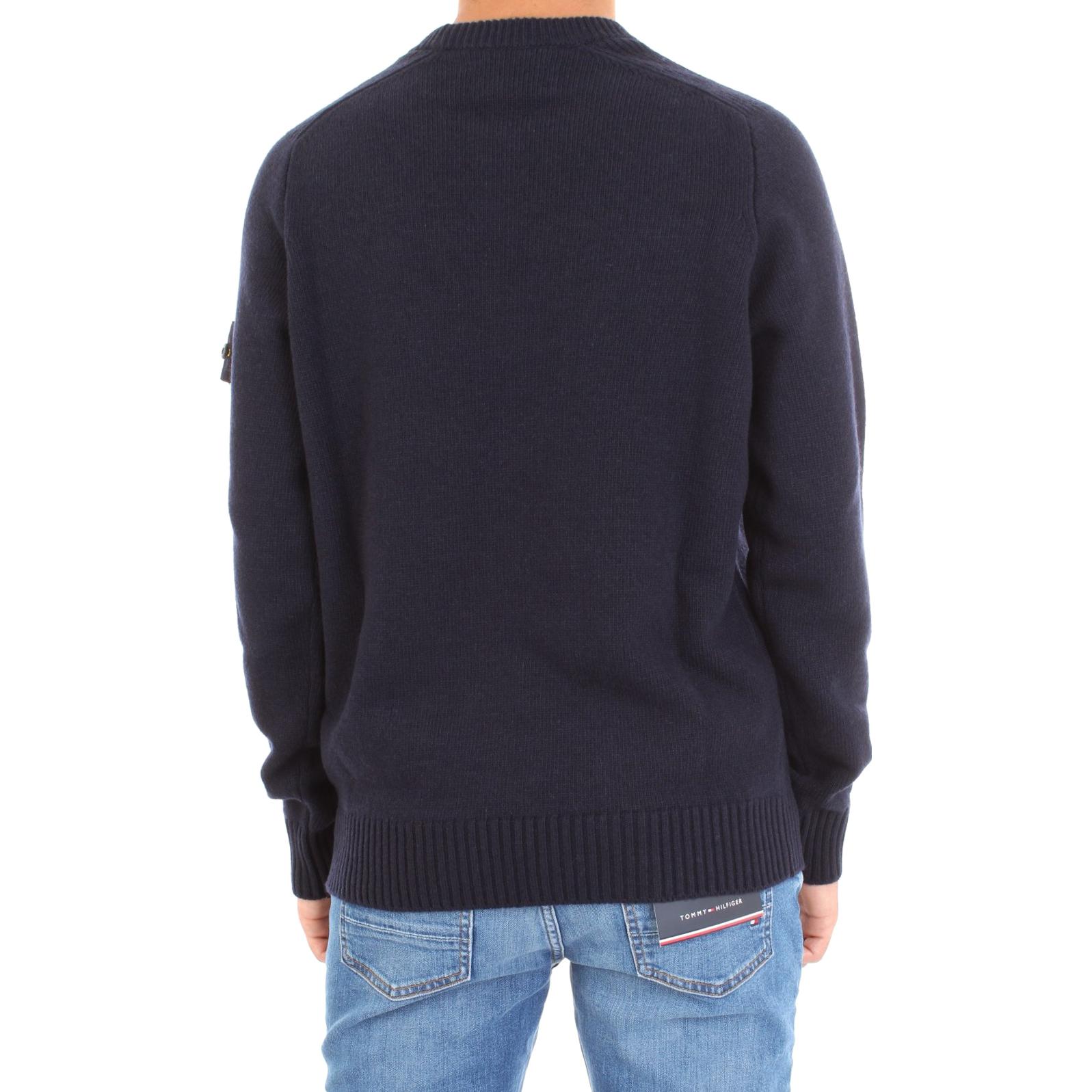 STONE ISLAND  Navy Blue Solid Crewneck Pullover Knit Sweater 7115552A3-V0020 圖 4