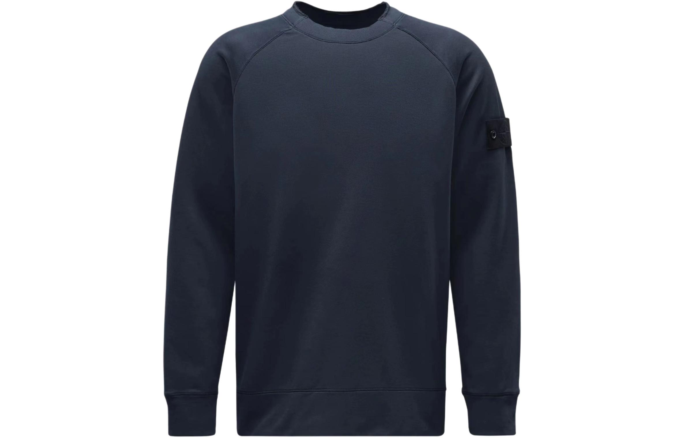 STONE ISLAND  Navy Blue Solid Loose Fit Crewneck Sweatshirt 8015654F3-V0020