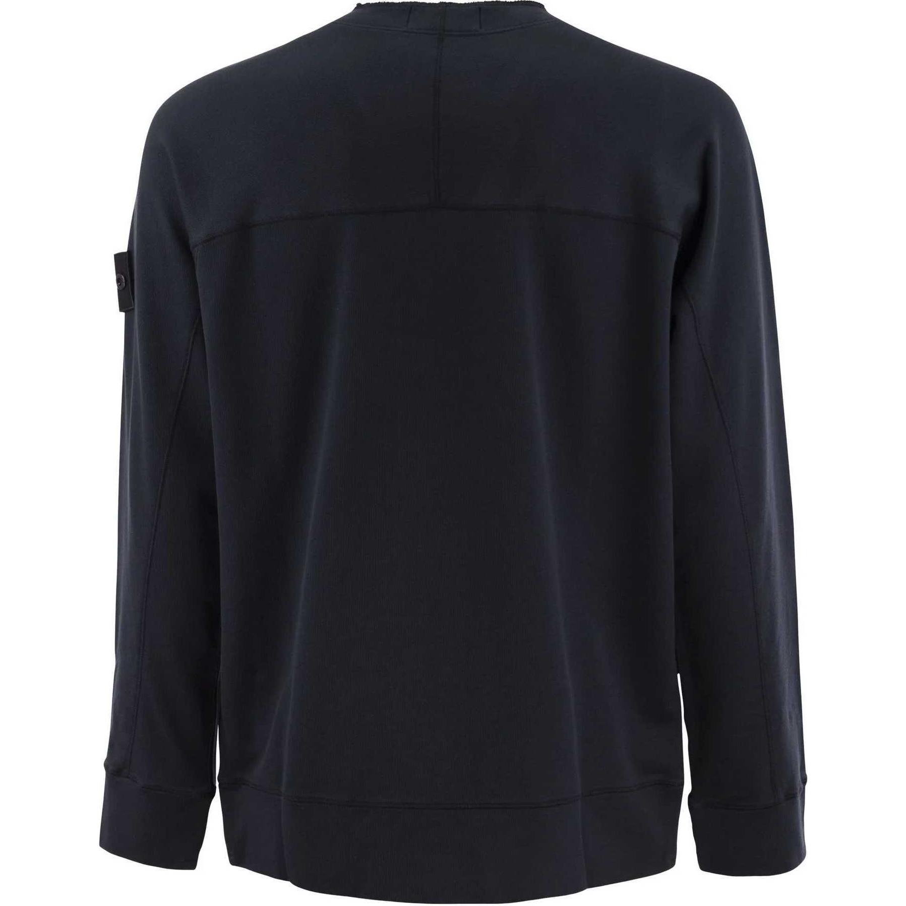 STONE ISLAND  Navy Blue Solid Loose Fit Crewneck Sweatshirt 8015654F3-V0020 圖 3