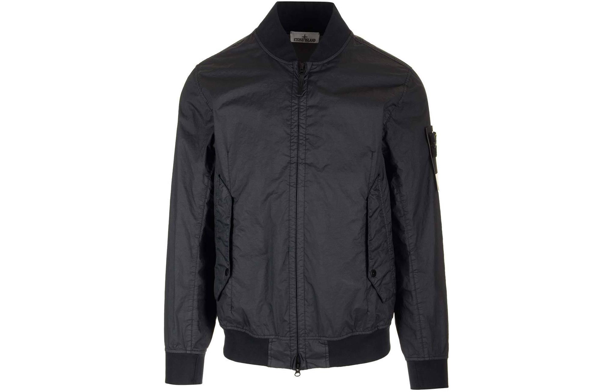 STONE ISLAND  Navy Blue Zip-Up Baseball Collar Jacket with Logo Patch. 801541223-V0020 圖 2