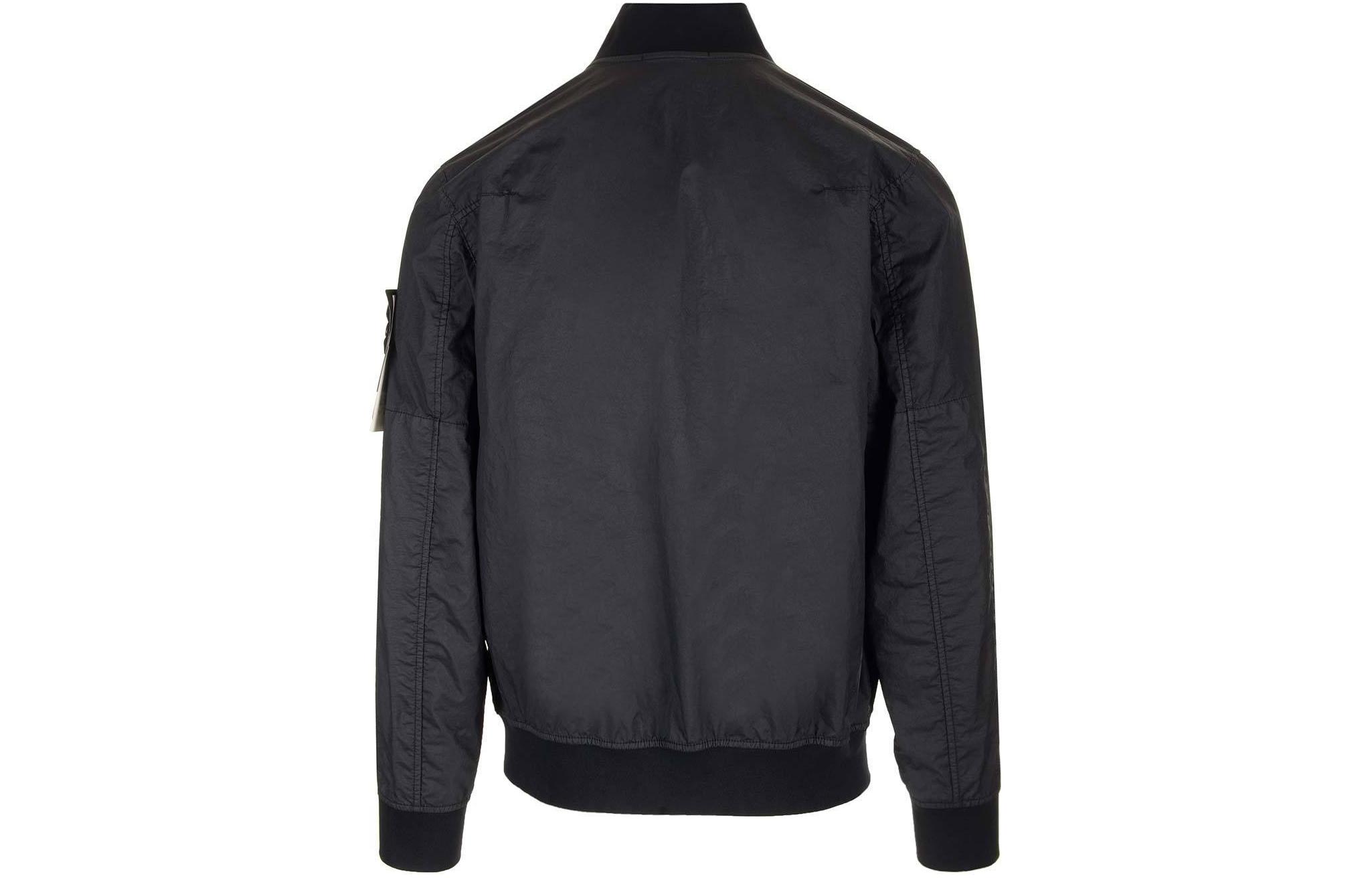 STONE ISLAND  Navy Blue Zip-Up Baseball Collar Jacket with Logo Patch. 801541223-V0020 圖 3