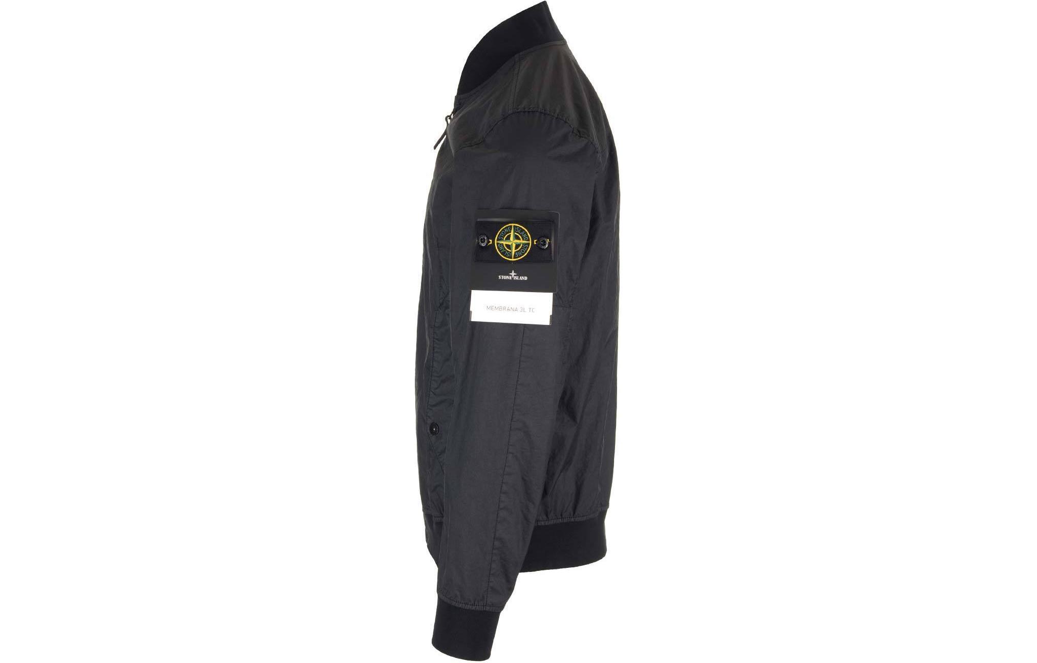 STONE ISLAND  Navy Blue Zip-Up Baseball Collar Jacket with Logo Patch. 801541223-V0020 圖 4