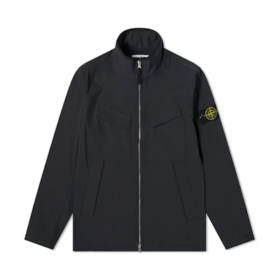 STONE ISLAND Navy Blue Zip-Up Stand Collar Jacket 741540827-V0020