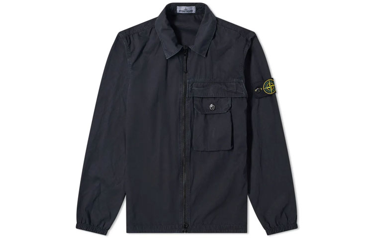 Stone Island  Navy Cotton Dyed Jacket with Zipper Pockets. 7315107WN-V0120