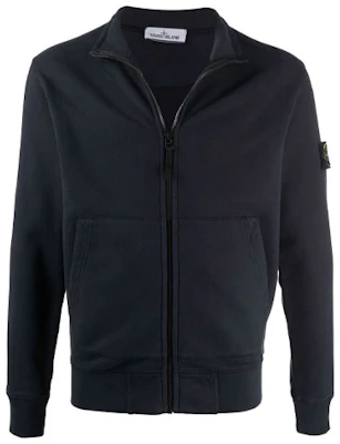 STONE ISLAND Navy Zip-Up Jacket with Logo Patch and Stand Collar. 751566120-V0020 Buy STONE ISLAND Navy Zip-Up Jacket with Logo Patch and Stand Collar. 751566120-V0020