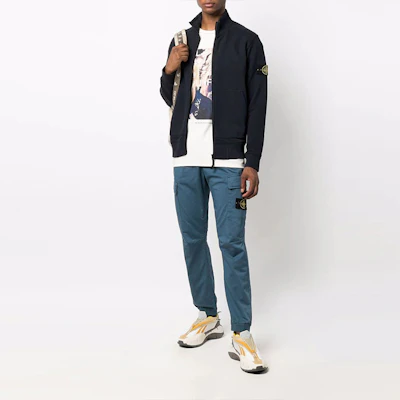 STONE ISLAND Navy Zip-Up Jacket with Logo Patch and Stand Collar. 751566120-V0020 Shop STONE ISLAND Navy Zip-Up Jacket with Logo Patch and Stand Collar. 751566120-V0020