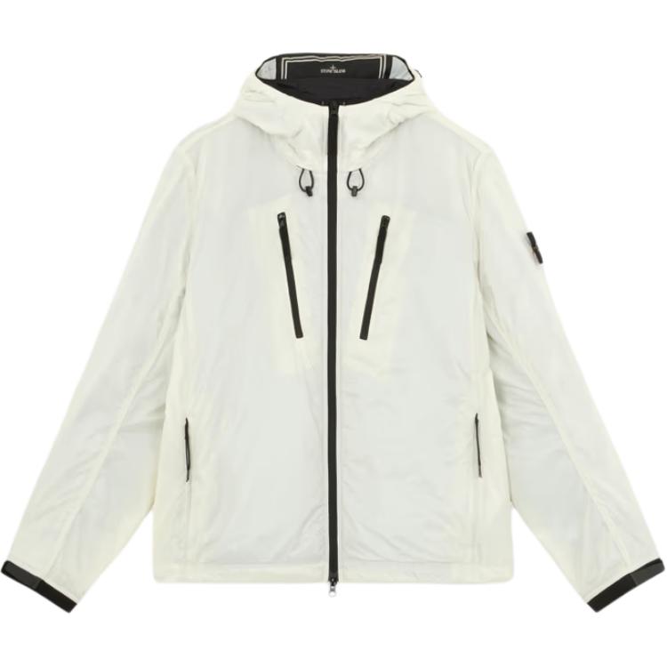STONE ISLAND  Off-White Logo Contrast Zip-Up Hooded Jacket 8115Q0425-V0097 圖 2