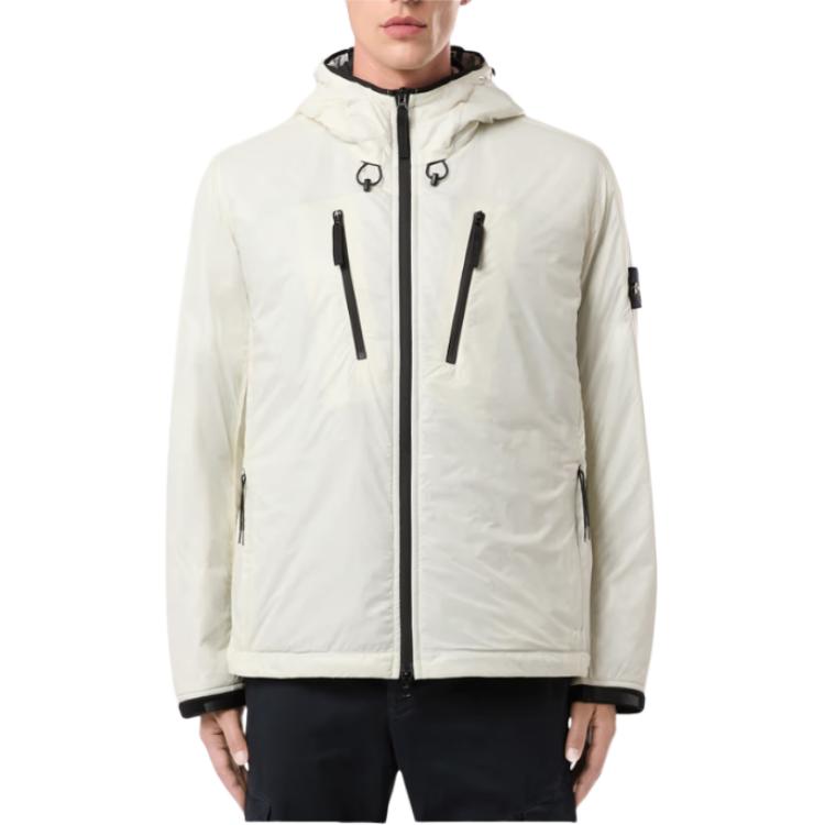 STONE ISLAND  Off-White Logo Contrast Zip-Up Hooded Jacket 8115Q0425-V0097 圖 5