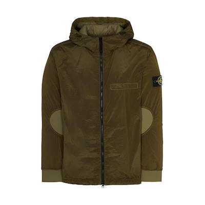 Stone Island Olive Green Hooded Cotton Jacket with Dual Zippers. 791542819-V0058