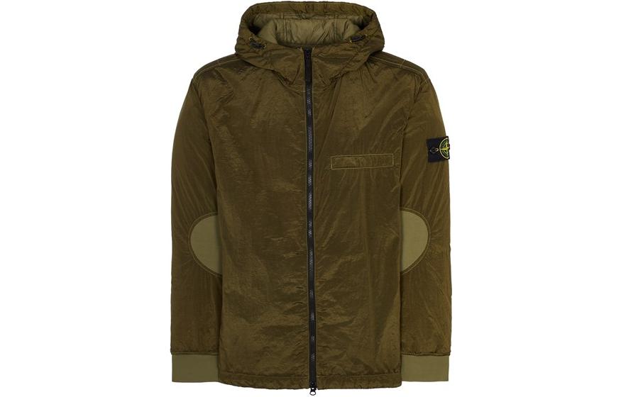 Stone Island  Olive Green Hooded Cotton Jacket with Dual Zippers. 791542819-V0058 圖 2