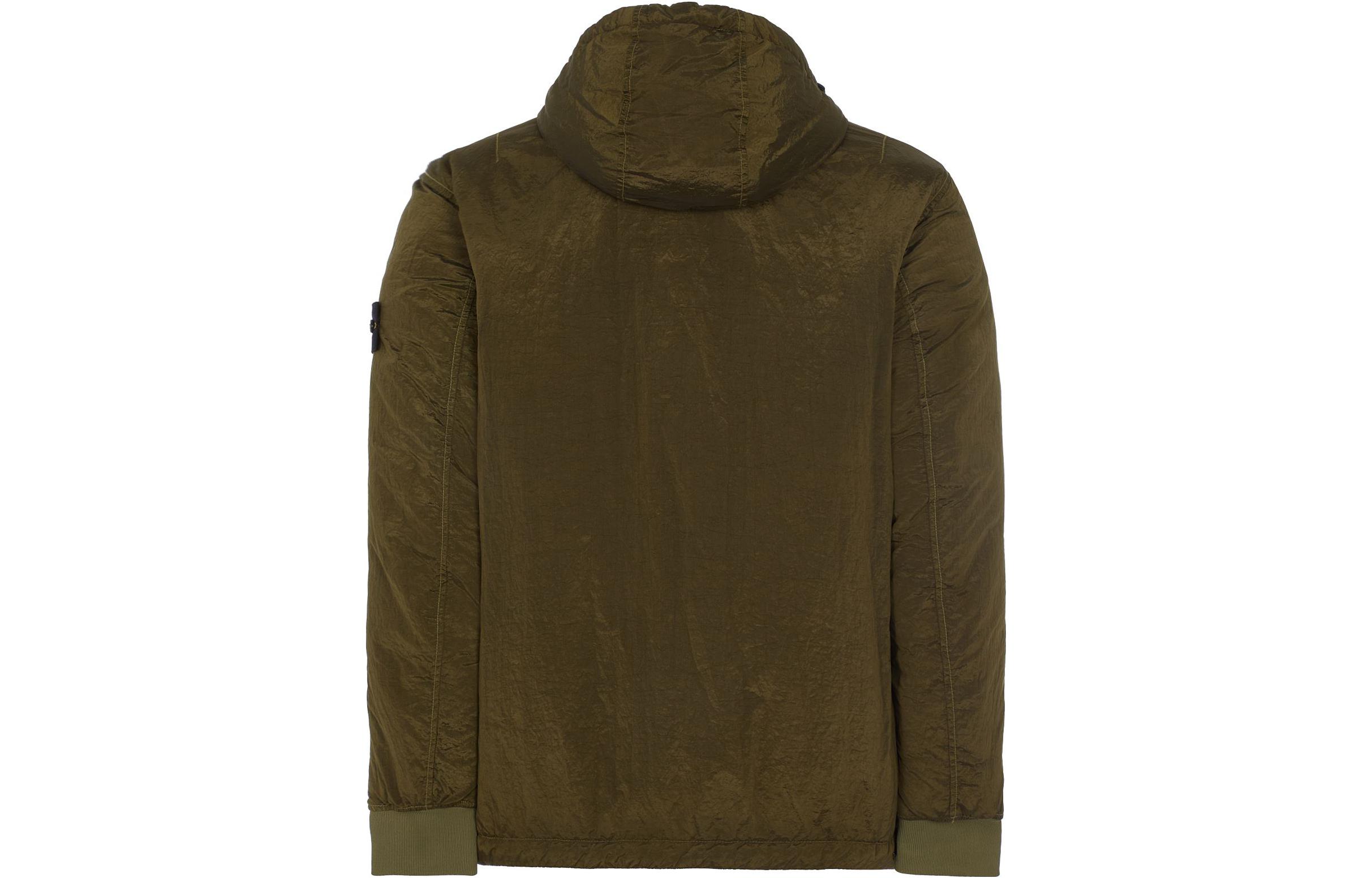Stone Island  Olive Green Hooded Cotton Jacket with Dual Zippers. 791542819-V0058 圖 3