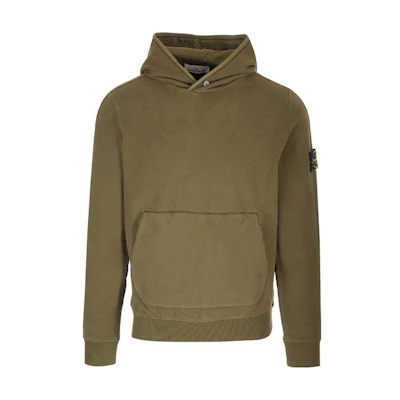 STONE ISLAND Olive Green Logo Patch Long Sleeve Hoodie. 791561252-V0058