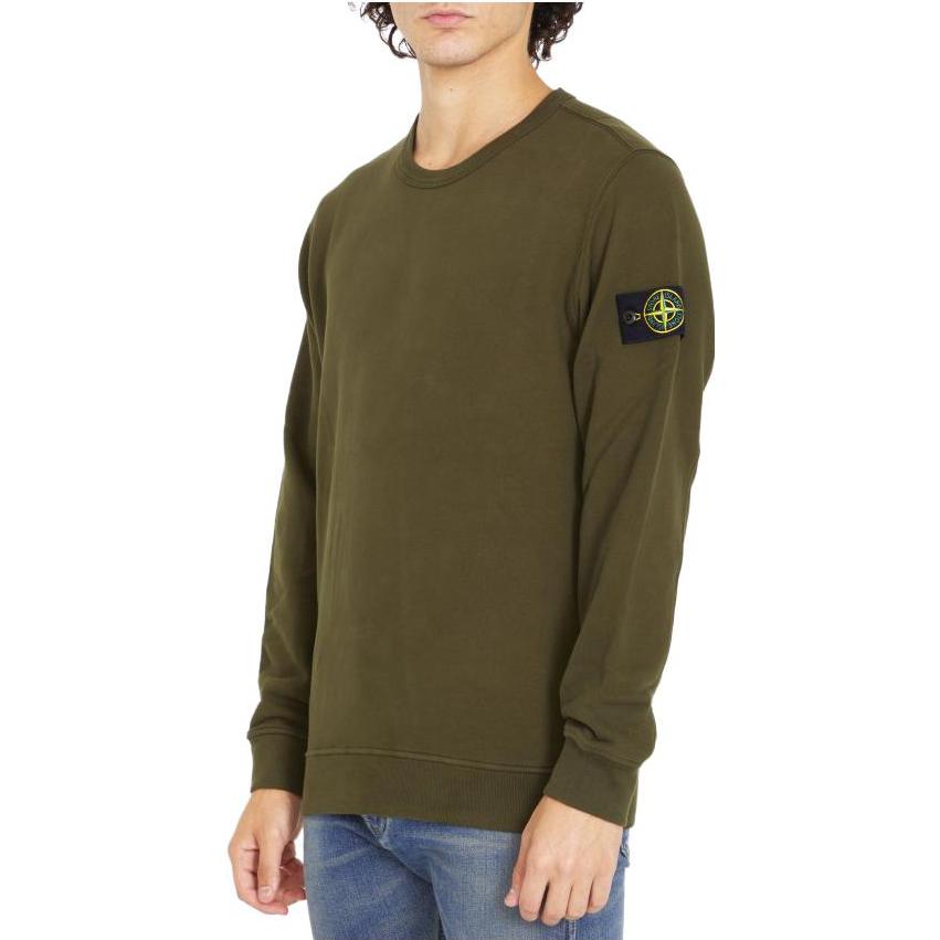 Lookbook 石頭島橄欖綠標誌印花長袖圓領衛衣 791562420V0058