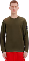 Purchase Stone Island Olive Green Logo Print Long Sleeve Crewneck Sweatshirt. 791562420V0058