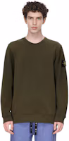 Details for Stone Island Olive Green Logo Print Long Sleeve Crewneck Sweatshirt. 791562420V0058