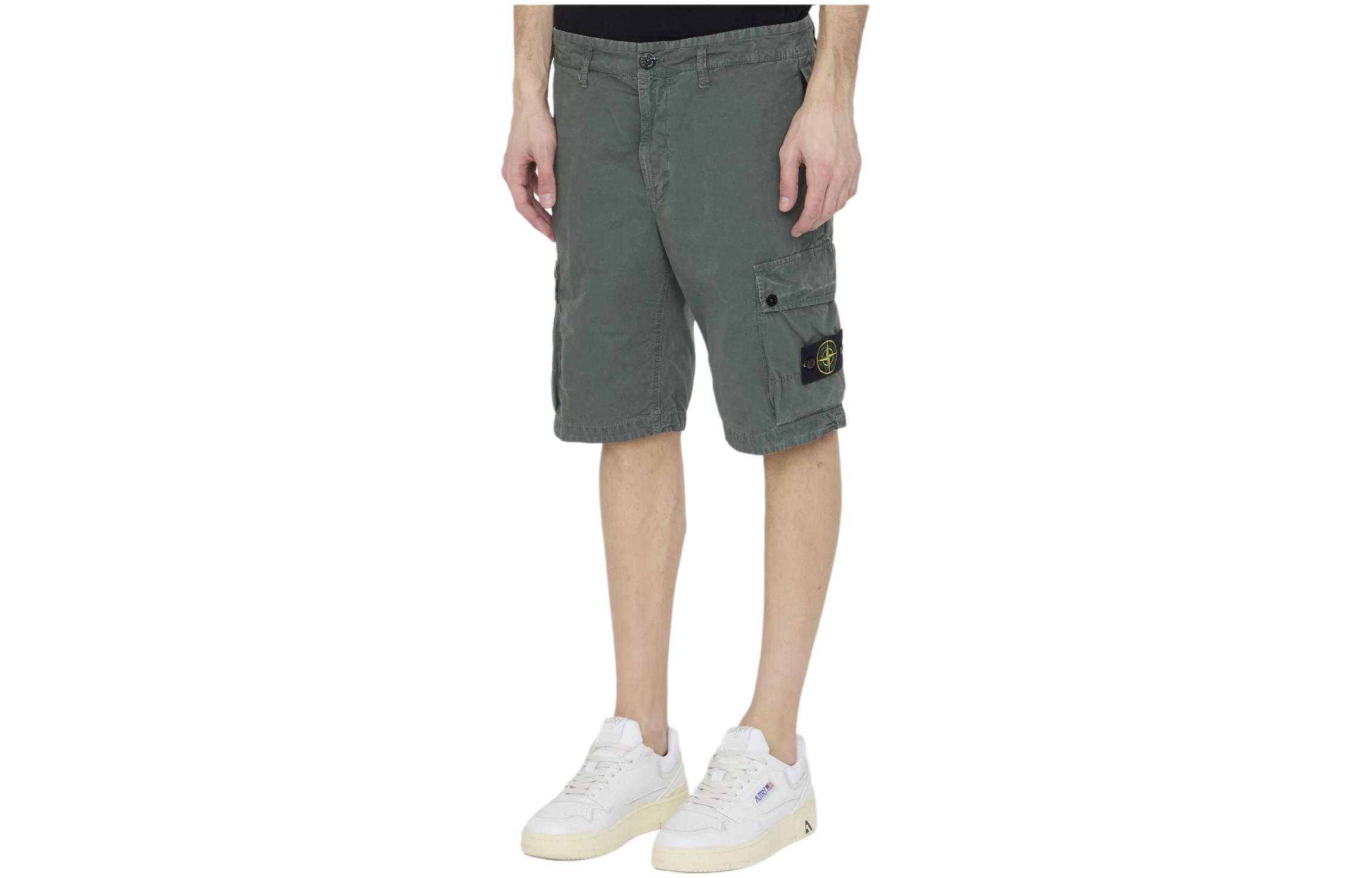 Stone Island  Olive Green Mid-Rise Logo Patch Casual Shorts 8015L11WA-V0159 圖 4