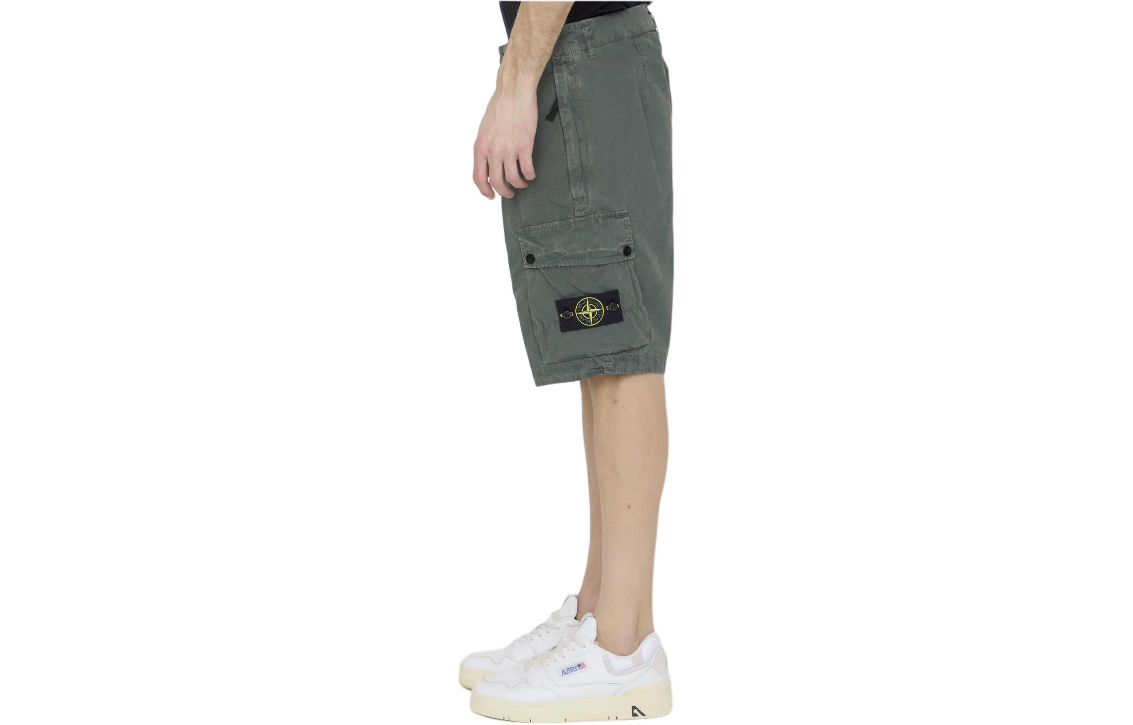 Stone Island  Olive Green Mid-Rise Logo Patch Casual Shorts 8015L11WA-V0159 圖 5