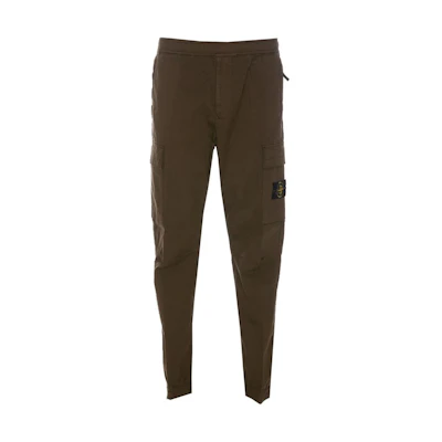 STONE ISLAND Olive Green Relaxed Tapered Pants with Elastic Waist. 791531314-V0058