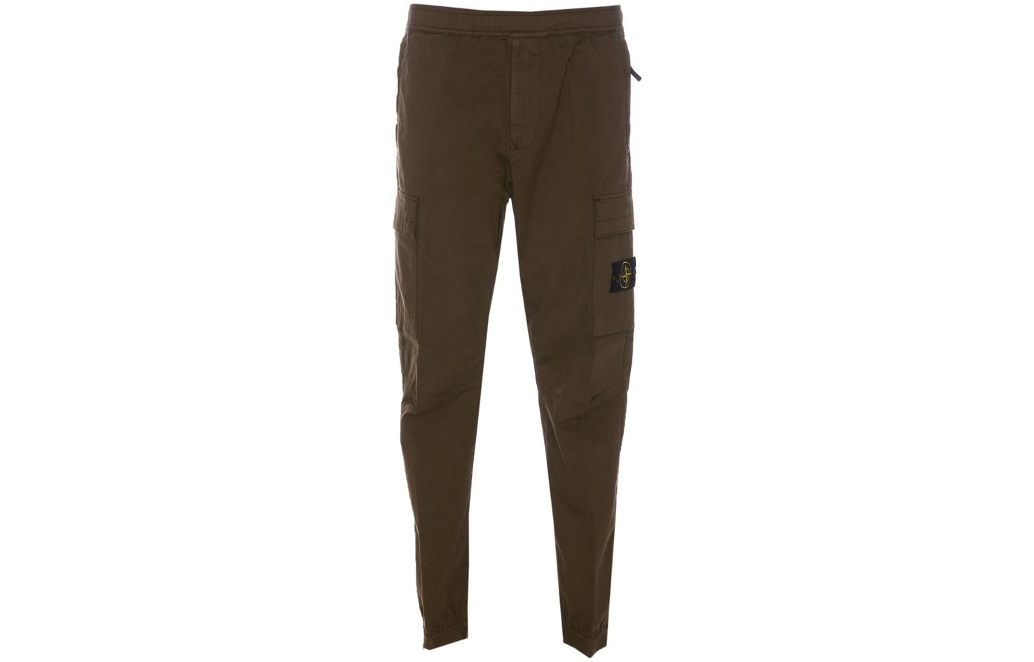 Order STONE ISLAND 橄欖綠鬆身窄腳彈性腰休閒長褲。 791531314-V0058