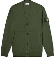 STONE ISLAND Olive Green Solid V-Neck Button-Up Knit Sweater 7715511c4-v0058 STONE ISLAND Olive Green Solid V-Neck Button-Up Knit Sweater 7715511c4-v0058