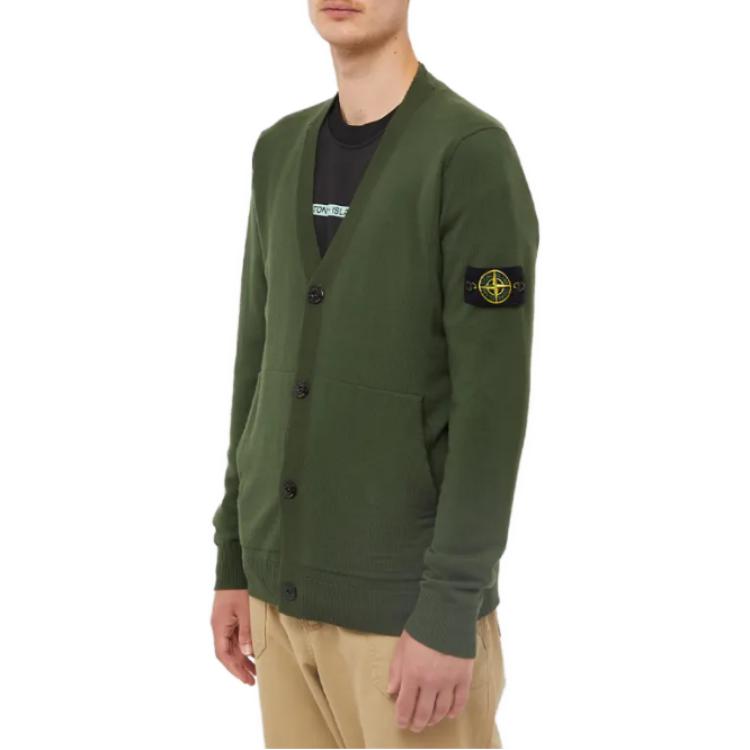Purchase STONE ISLAND 橄欖綠V領針織開襟毛衣 7715511c4-v0058