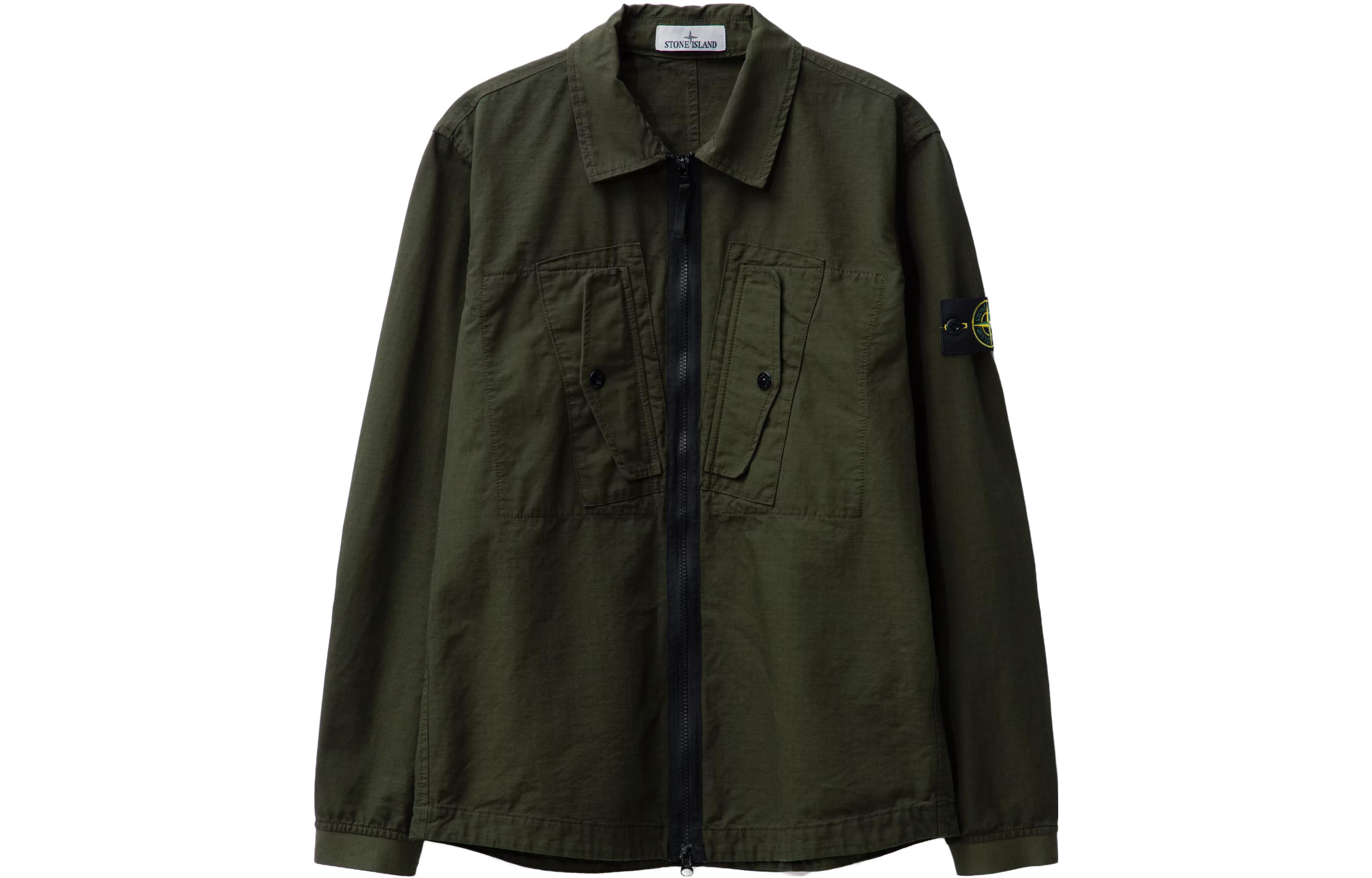 Stone Island  Olive Green Zip-Up Long Sleeve Jacket 791511112-v0058