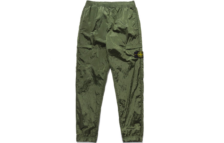 STONE ISLAND  Olive Metallic Logo Jogger Knit Sweatpants - Fall Collection 761531021-v0058