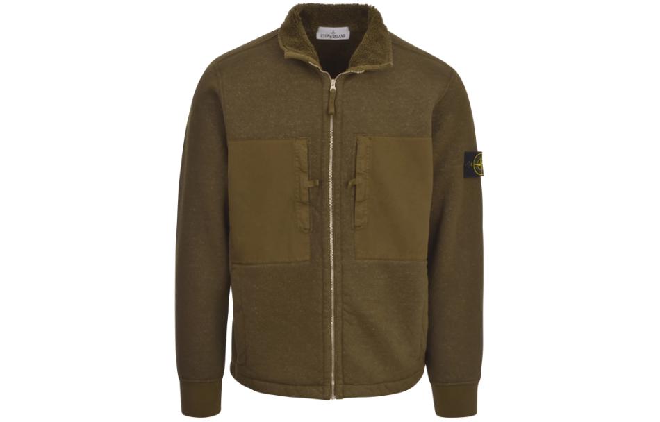 STONE ISLAND  Olive Zip-Up Jacket with Stand Collar 791567256-V0058 圖 2