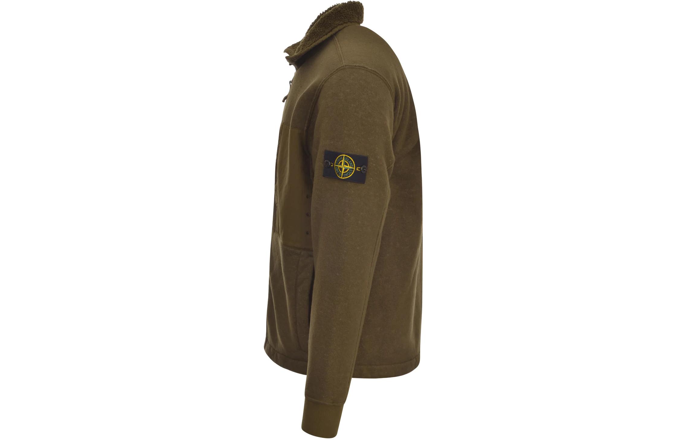 STONE ISLAND  Olive Zip-Up Jacket with Stand Collar 791567256-V0058 圖 6