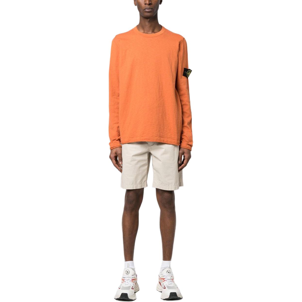 Lookbook STONE ISLAND 橙色長袖標誌印花圓領毛衣 8015532B9-V0013