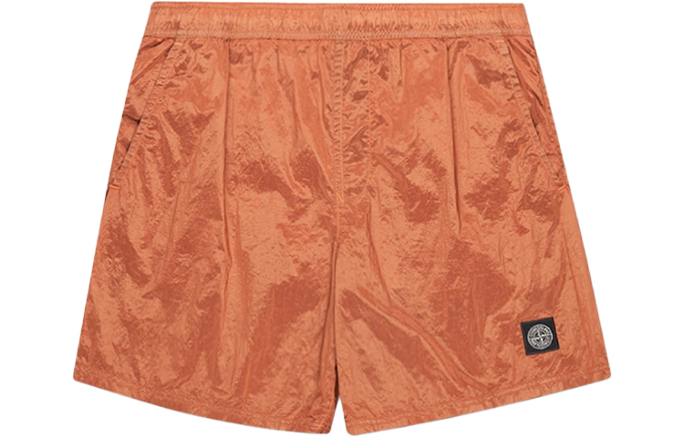 Stone Island  Orange Metallic Nylon Printed Relaxed Shorts. 7615b0943-v0032