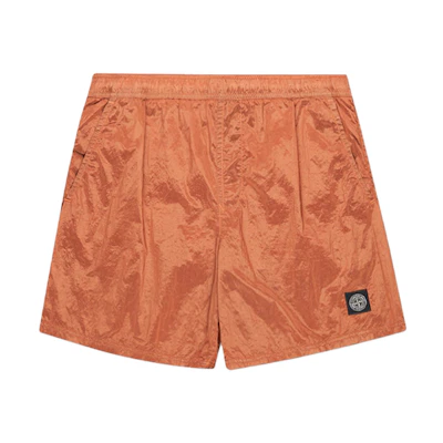 Stone Island Orange Metallic Nylon Printed Relaxed Shorts. 7615b0943-v0032