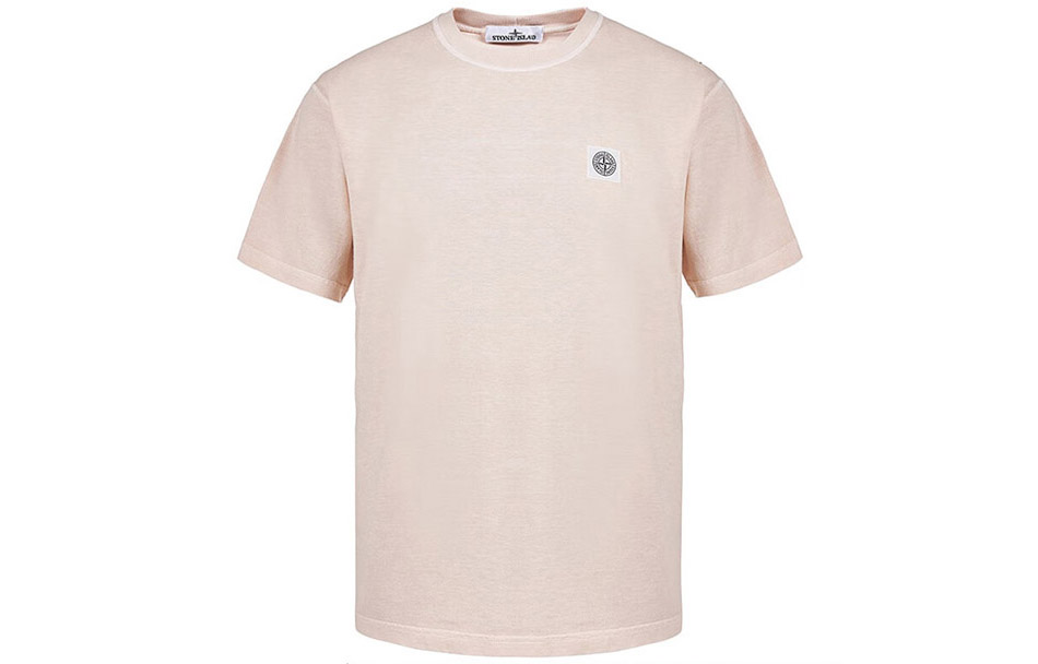 Order Stone Island Baju-T Crewneck Merah Jambu dengan Logo Patch. 771523742-V0180