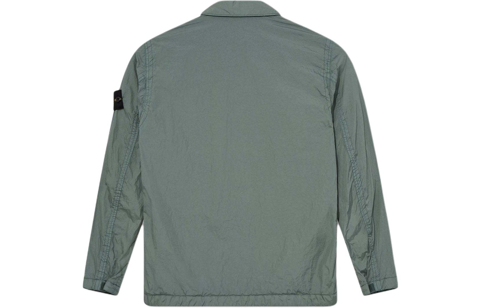 Stone Island  Sage Green Crinkle Zip-Up Collar Jacket with Chest Pocket. 791510723-V0055 圖 3