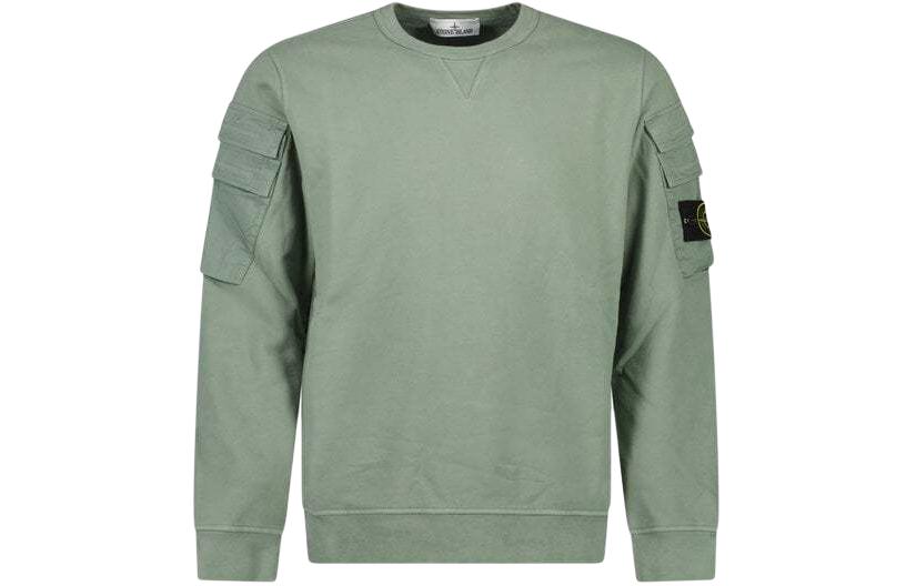 STONE ISLAND  Sage Green Pocket Sleeve Crewneck Sweatshirt 791560577-V0055