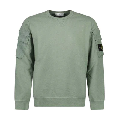 STONE ISLAND Sage Green Pocket Sleeve Crewneck Sweatshirt 791560577-V0055