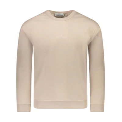 Stone Island Slim Fit Crewneck Sweatshirt Beige with Logo Embroidery. 781562951-V0092