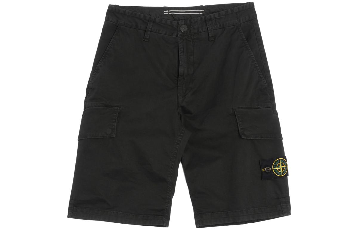 STONE ISLAND  Solid Black Straight Shorts 1015L1204-A0129