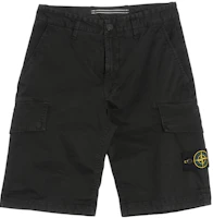 STONE ISLAND Solid Black Straight Shorts 1015L1204-A0129 STONE ISLAND Solid Black Straight Shorts 1015L1204-A0129