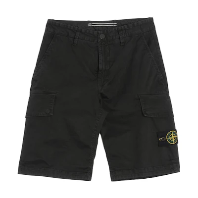 STONE ISLAND Solid Black Straight Shorts 1015L1204-A0129