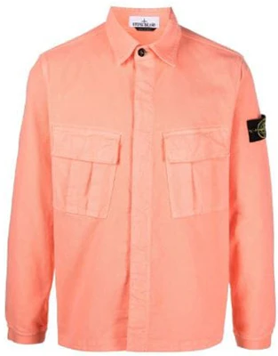 STONE ISLAND Solid Button-Up Long Sleeve Shirt Pink Salmon 771511305-V0083 Order STONE ISLAND Solid Button-Up Long Sleeve Shirt Pink Salmon 771511305-V0083