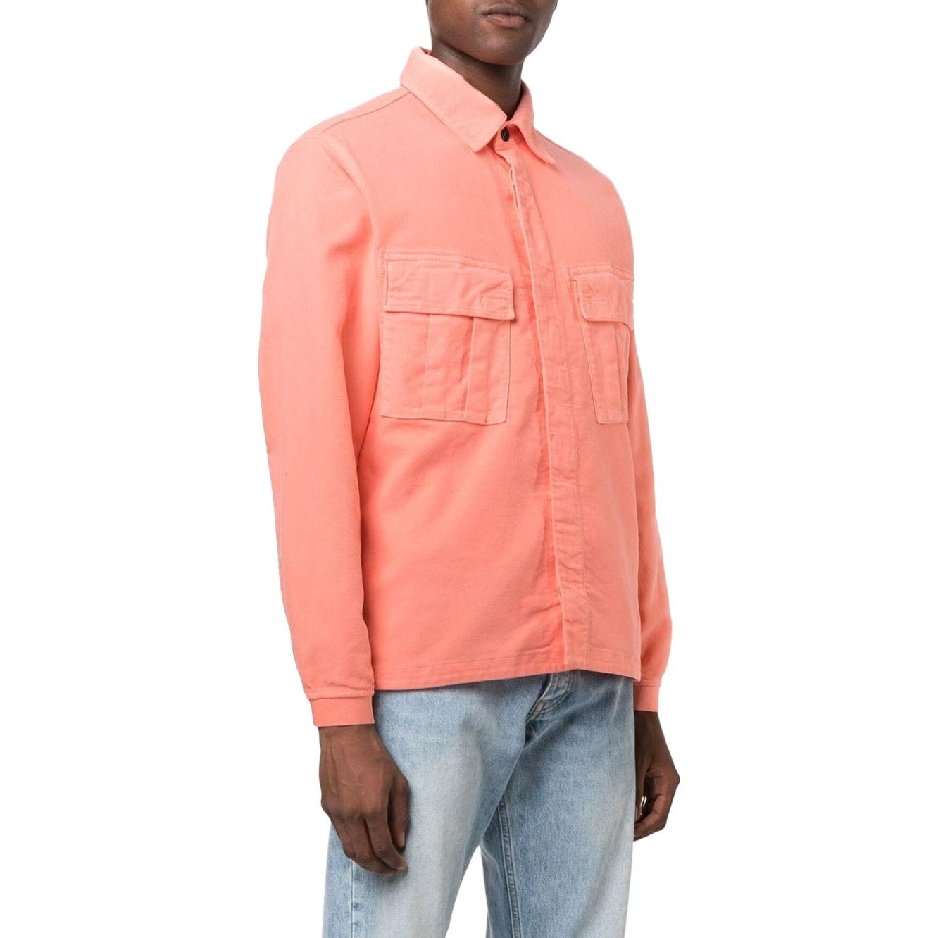 Lookbook STONE ISLAND  Solid Button-Up Long Sleeve Shirt Pink Salmon 771511305-V0083