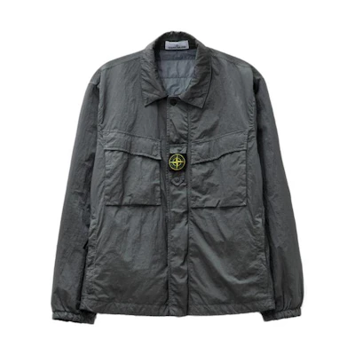 STONE ISLAND Solid Color Button-Up Jacket in Lead Gray. 7915Q0819-V0062