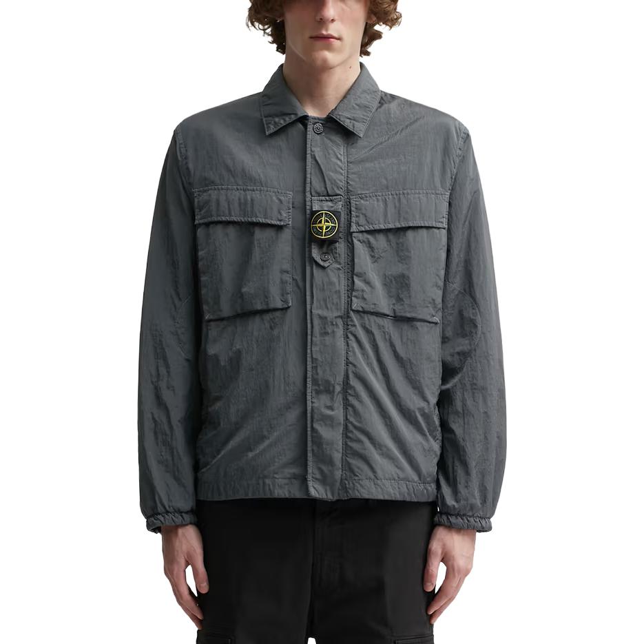 STONE ISLAND  Solid Color Button-Up Jacket in Lead Gray. 7915Q0819-V0062 圖 4