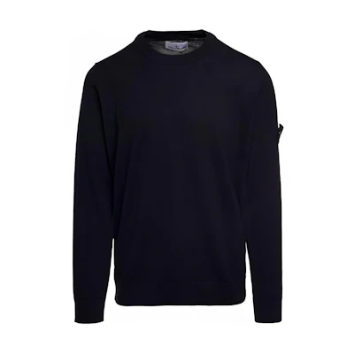 STONE ISLAND Solid Color Crewneck Knit Sweater - Blue 7915510C4-A0020
