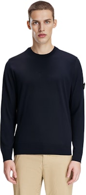 ストーンアイランド 無地クルーネックニットセーター - ブルー 7915510C4-A0020 Shop ストーンアイランド 無地クルーネックニットセーター - ブルー 7915510C4-A0020