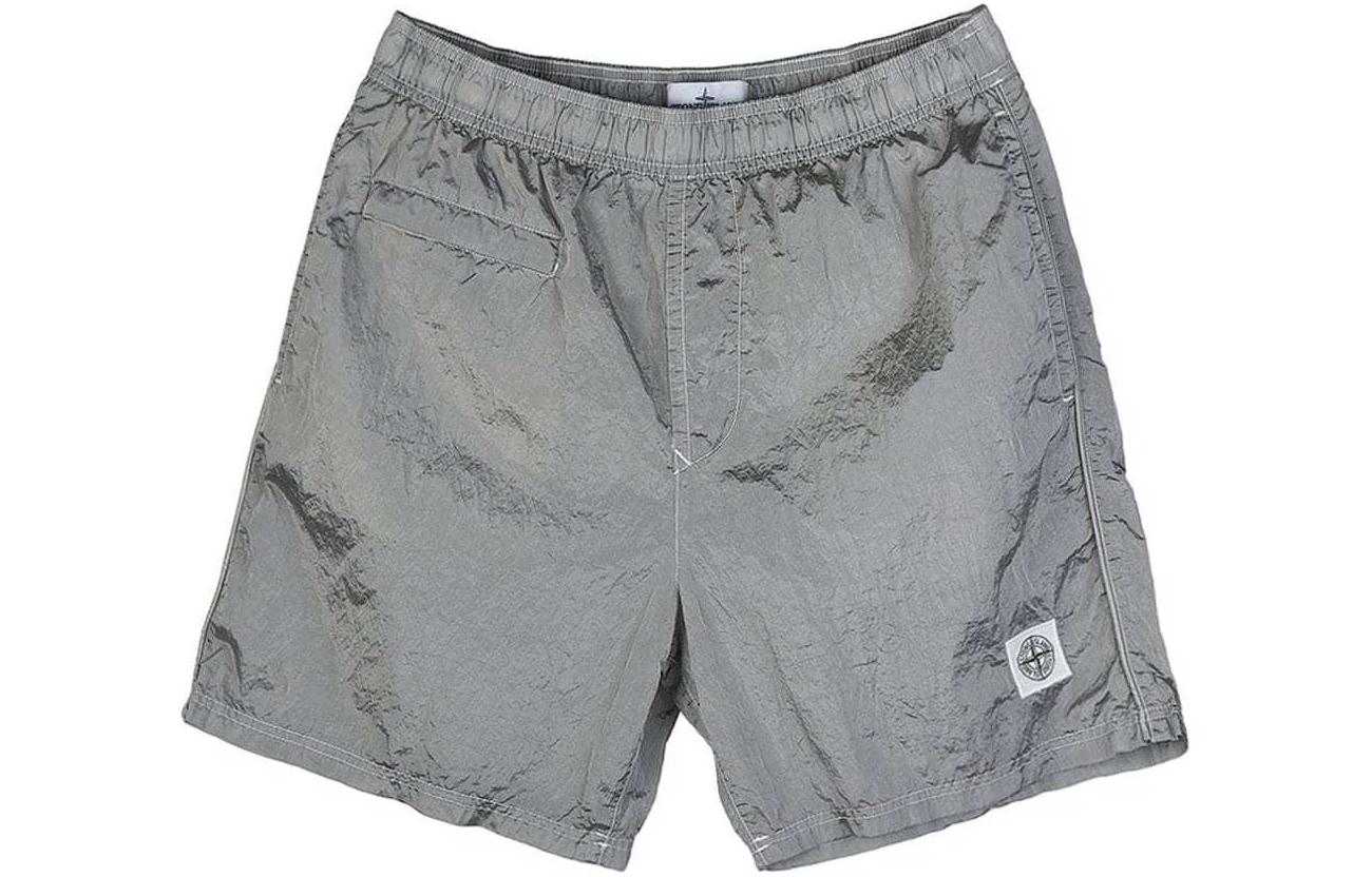STONE ISLAND  Solid Color Drawstring Shorts Ice Gray 7615B0243-V0003